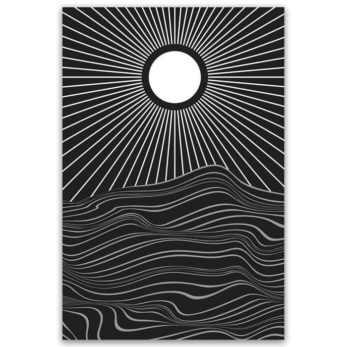 Tableau soleil abstrait noir et blanc Toile imprimée