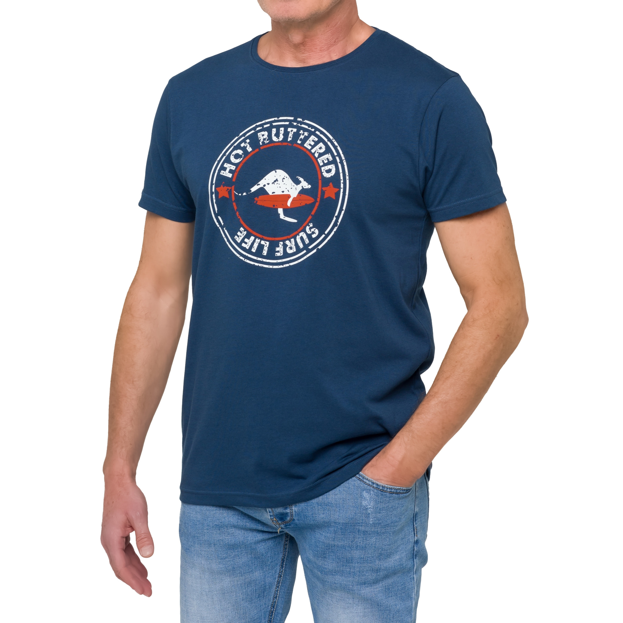 T-shirt in cotone 150 gr Hot Buttered Surflife blu indigo.