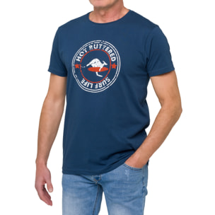 T-shirt in cotone 150 gr Hot Buttered Surflife blu indigo.