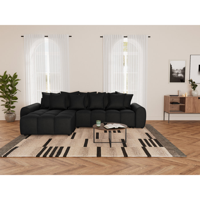 Adelaide - canapé d'angle réversible 4 places en tissu texturé - Noir