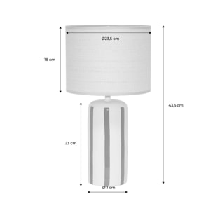 Lampe de table intérieur céramique abat-jour effet rotin H 44cm AURORE