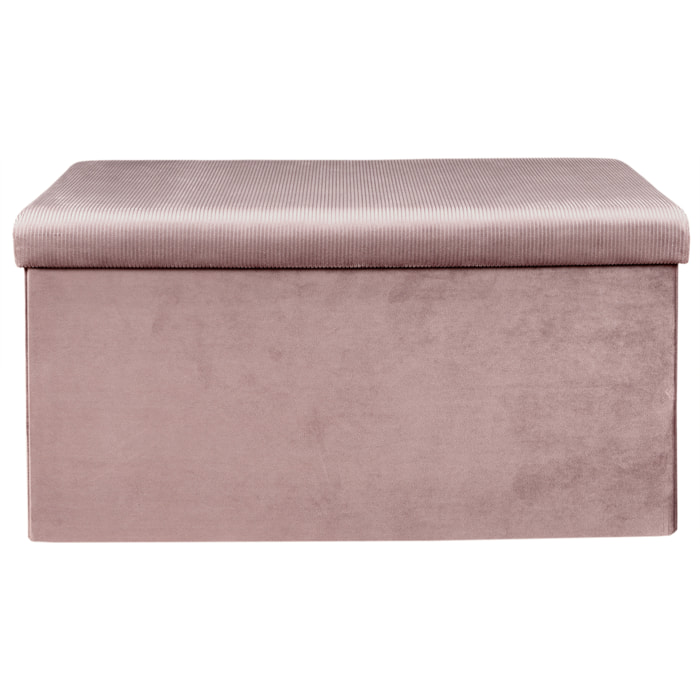 Coffre Banc Pliable Velours Cotele Giulia Rose