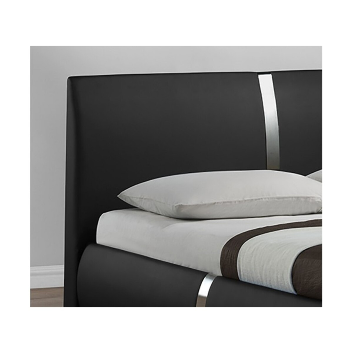 Ensemble lit matelas et sommier 160x200 cm simili noir - GESLO