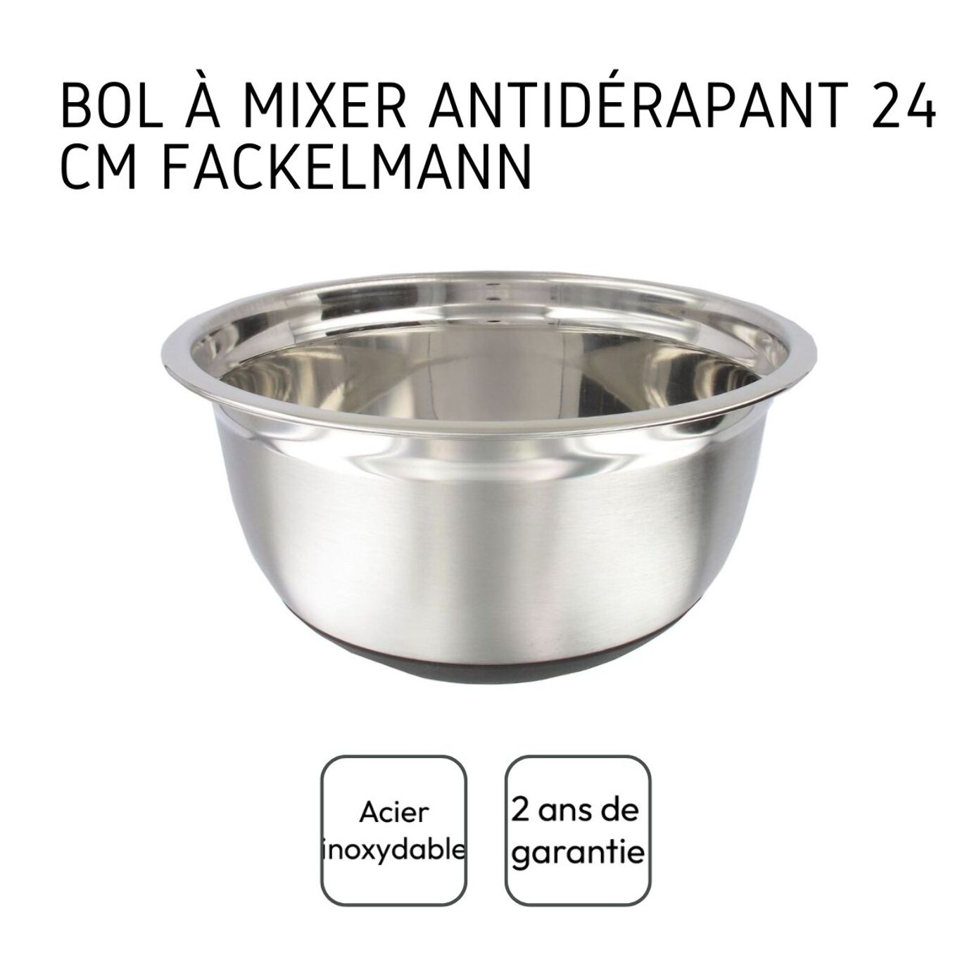 Ensemble de 2 Bols à mixer en inox 24 cm de diamètre Fackelmann Basic