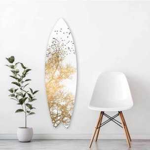 Planche de surf décorative blanche et dorée Tableau alu Dibond