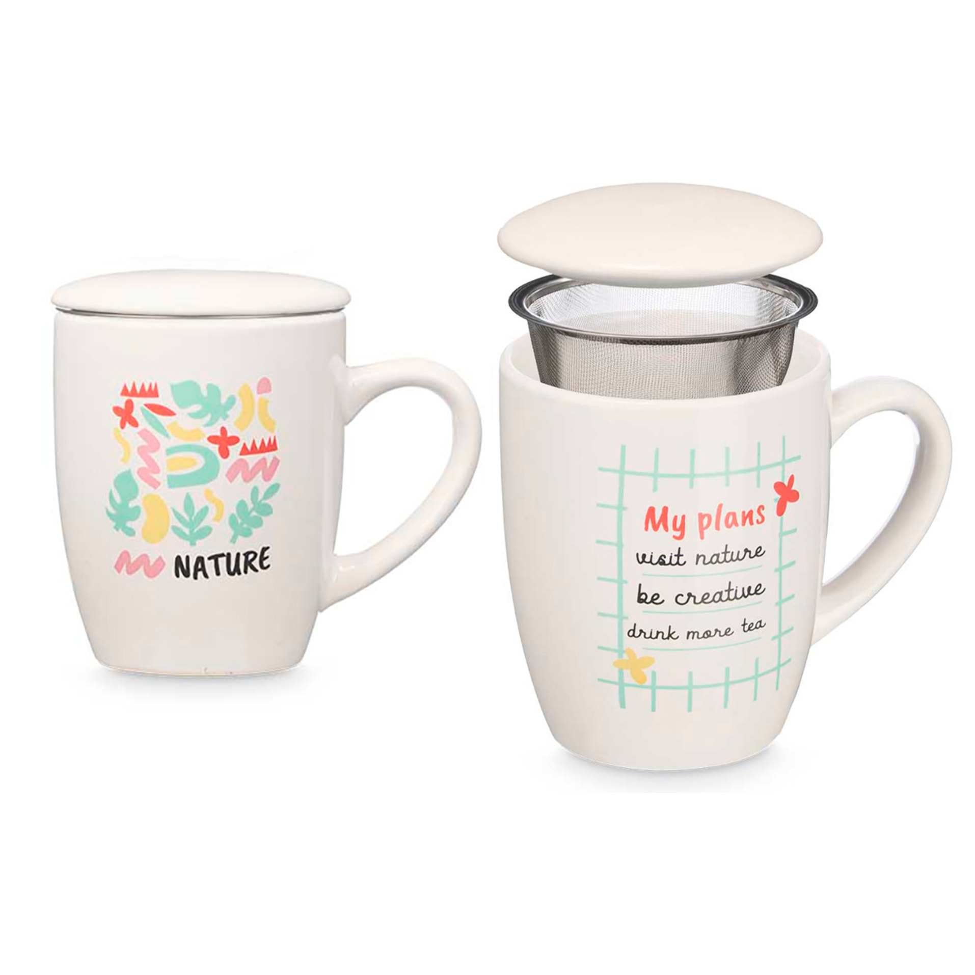 Set de 2 tazas de porcelana diseño Nature. 340 ml de capacidad. Surtido 2 diseños.