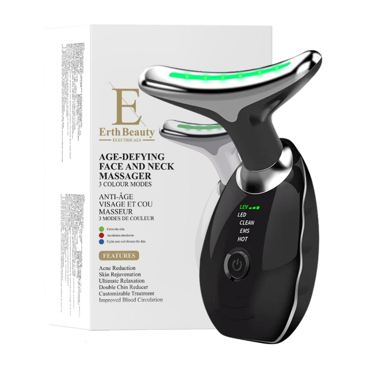 Masajeador antiedad para rostro y cuello – Negro