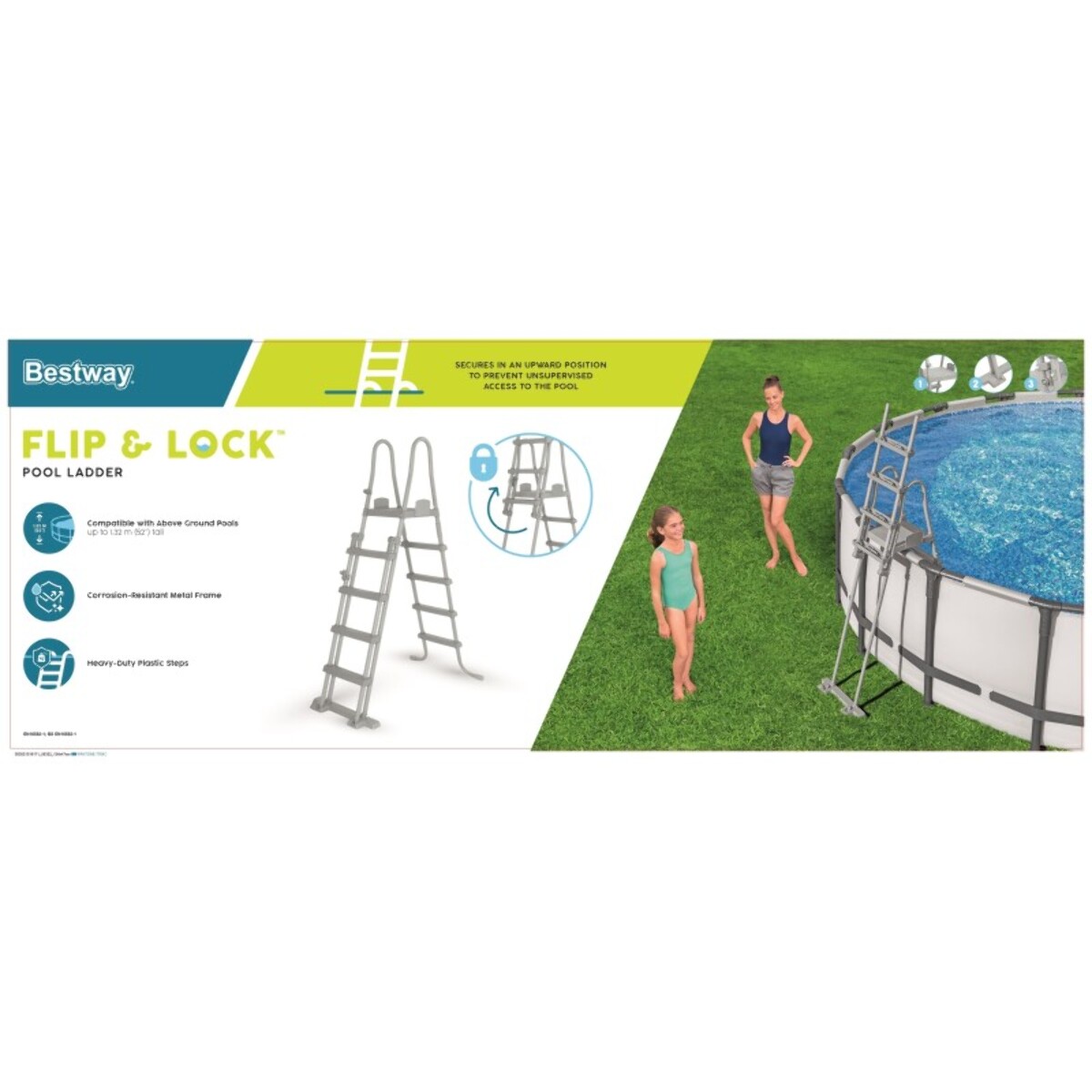 Bestway Échelle sécurisée pour piscine hors-sol jusqu'à hauteur 132 cm - 2 x 4 marches