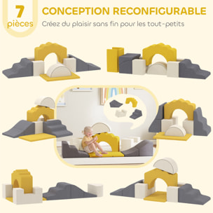 Parcours motricité bébé modulable 7 pièces zippées déhoussables velours multicolore