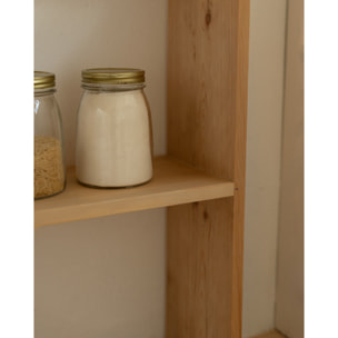 Estantería de madera maciza tono roble medio con 1 estante Alto: 74 Largo: 80 Ancho: 20