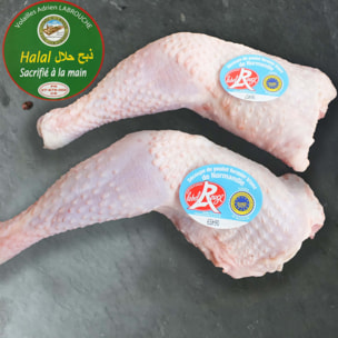 4 Cuisses de Poulet Fermier Blanc Halal - 2x500g - France - Labrouche