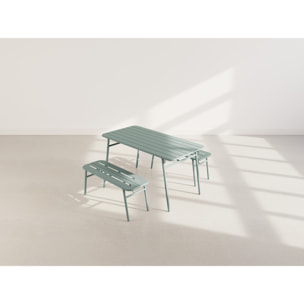 Ribola - ensemble table et bancs de jardin - 4 personnes - vert - Vert