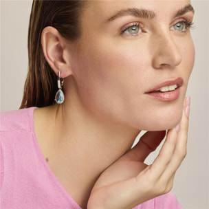 Pendientes con Circonita Aguamarina acabado plata