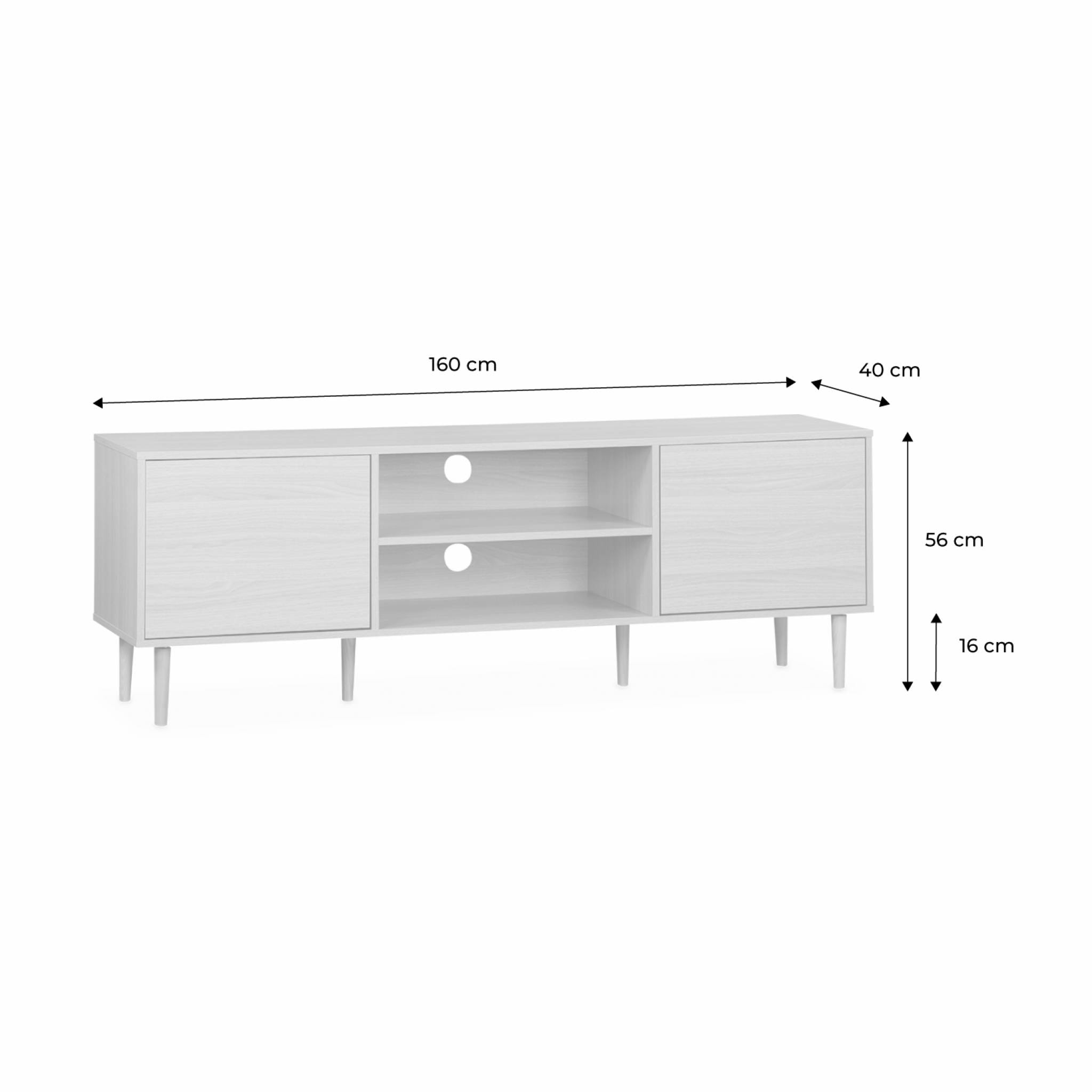 Meuble TV effet bois 2 portes 160cm MIKA