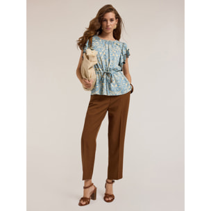 Motivi - Pantaloni regular misto lyocell - Marrone