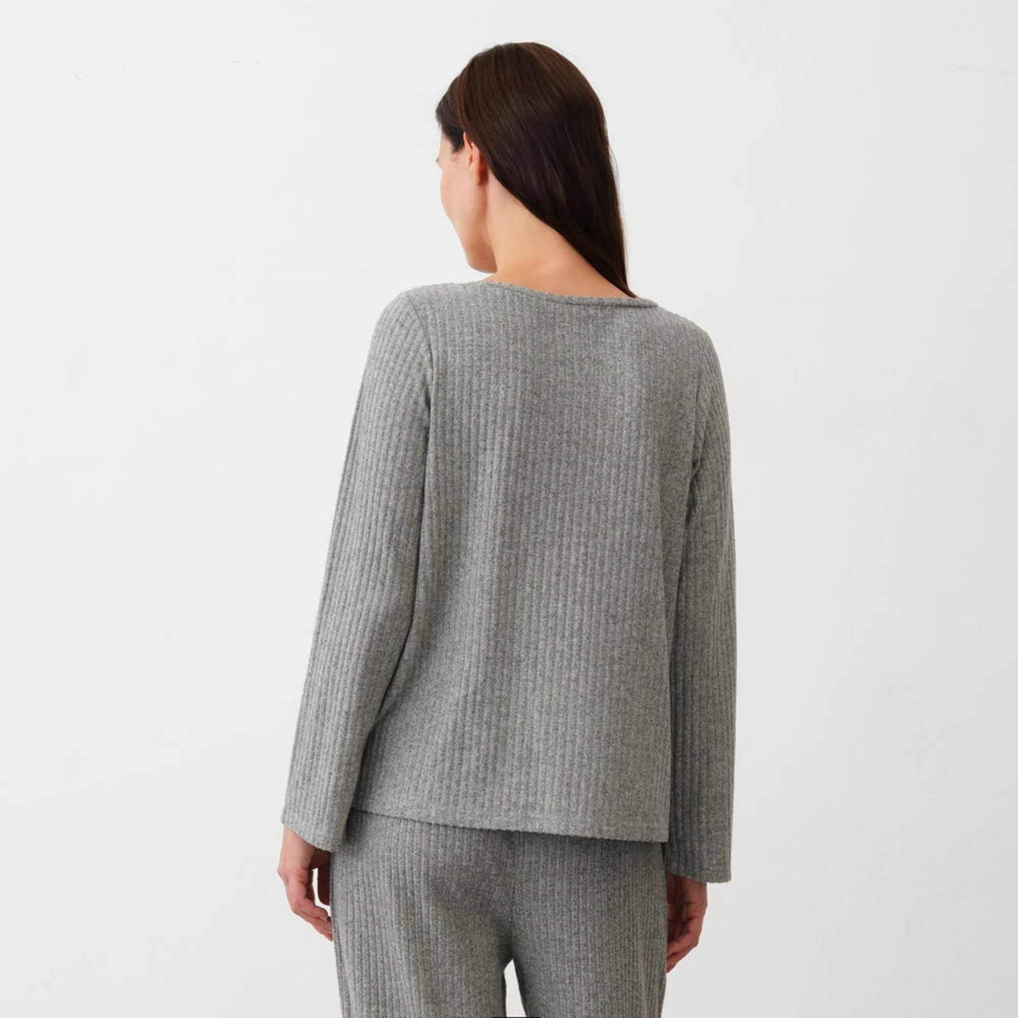 Camiseta punto canalé Sisa color gris Poliéster
