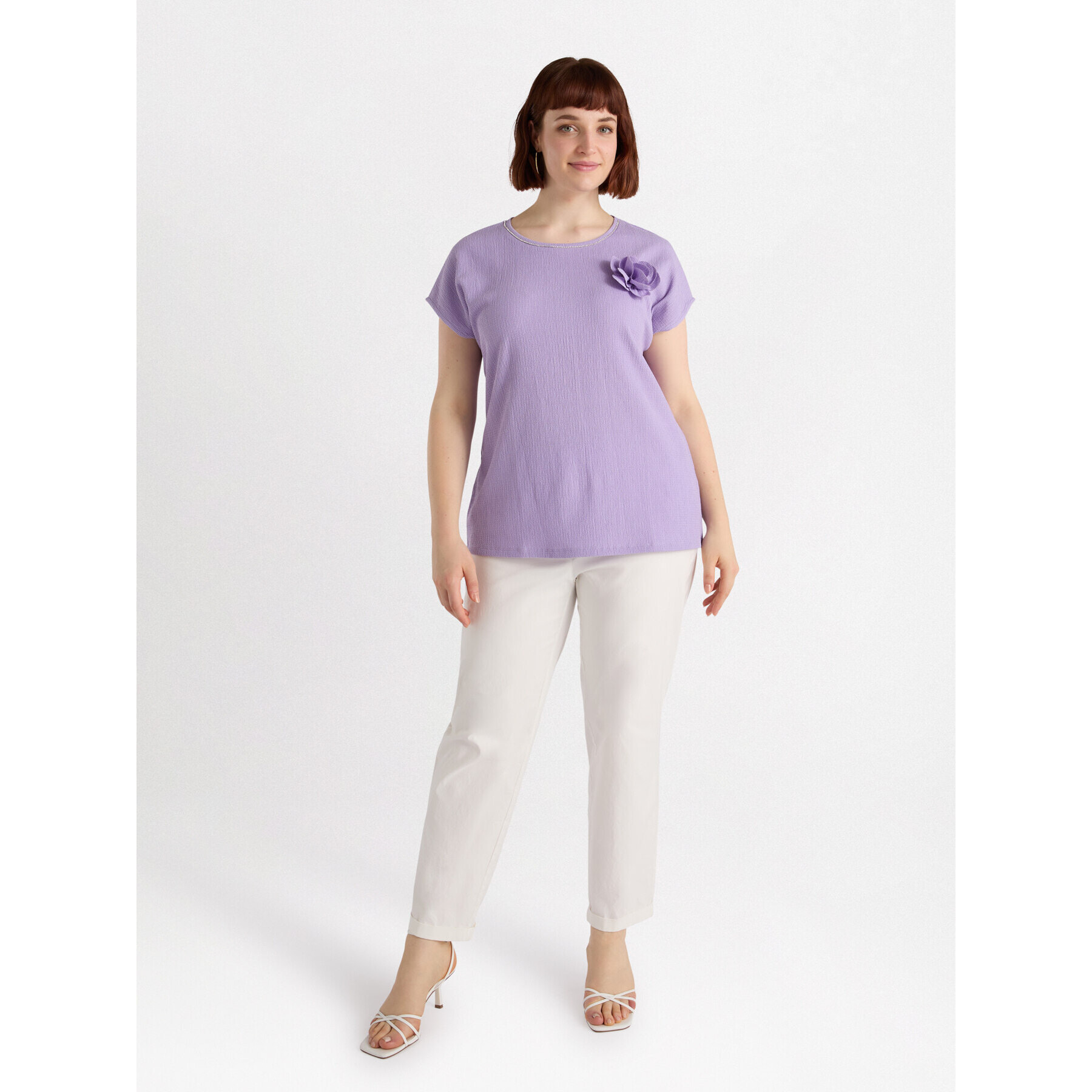 Fiorella Rubino - Blusa in creponne con fiore - Viola