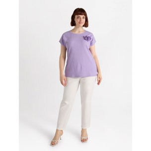 Fiorella Rubino - Blusa in creponne con fiore - Viola