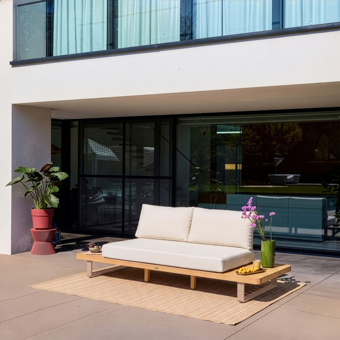 Banquette de jardin bois d'acacia et aluminium 2 places ACALIA LATIKA