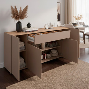 Credenza Moderna Madia Con 4 Ante E 1 Cassetto Mobile Contenitore Sala da Pranzo Soggiorno Design Senza Maniglie 170 x 85 x 40 Cm Congo E Rovere