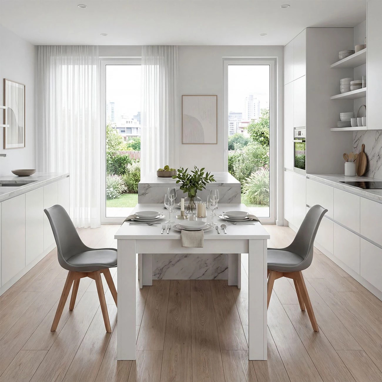 Pack 4 sillas de comedor en gris 83x49 cm Beench Gris