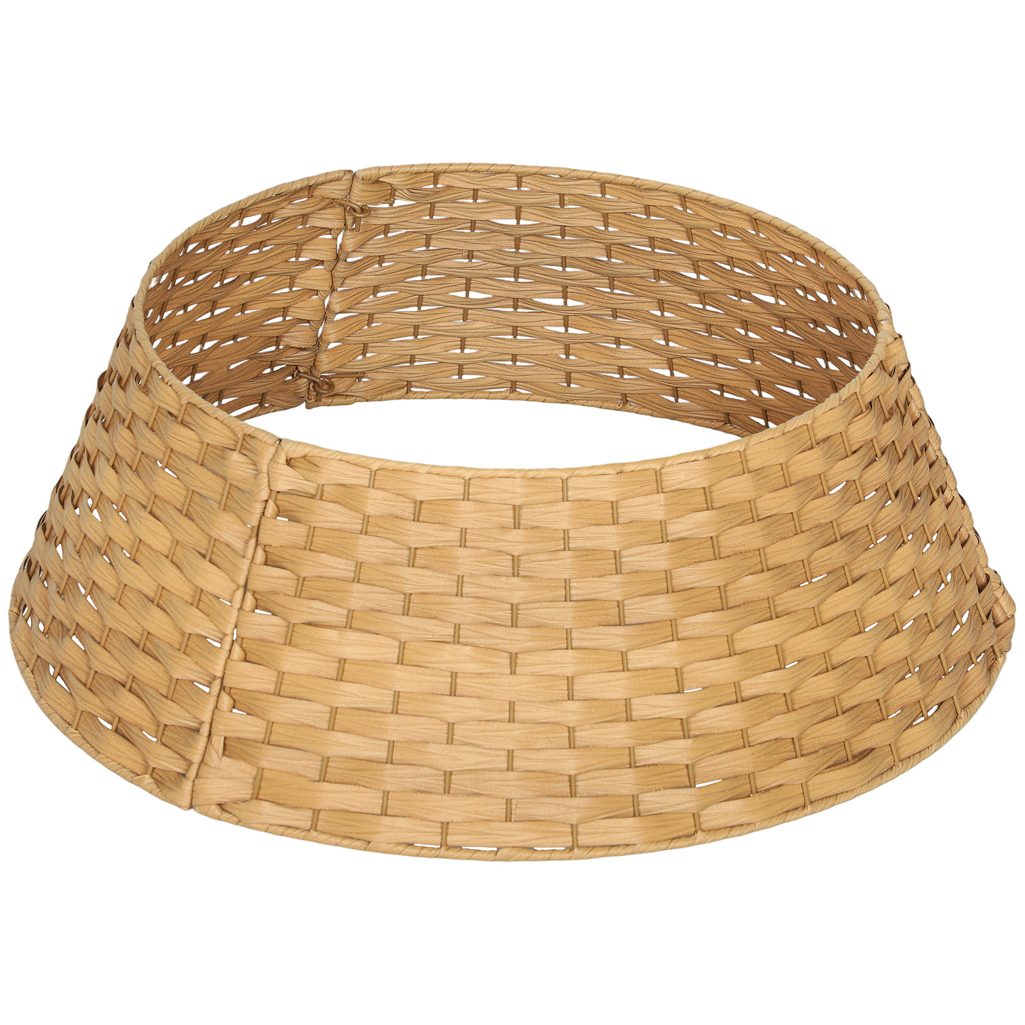 Falda para Árbol de Navidad Rústico, Diseño Tejido, Cubre Pie para Árbol de Navidad Desmontable para Fiestas, Decoración Navideña, Ø68x22 cm, Natural