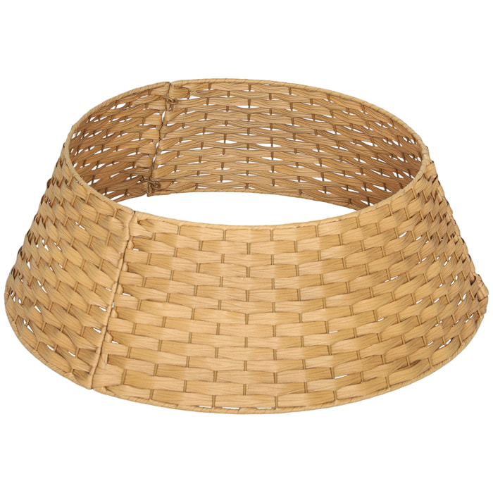 Falda para Árbol de Navidad Rústico, Diseño Tejido, Cubre Pie para Árbol de Navidad Desmontable para Fiestas, Decoración Navideña, Ø68x22 cm, Natural