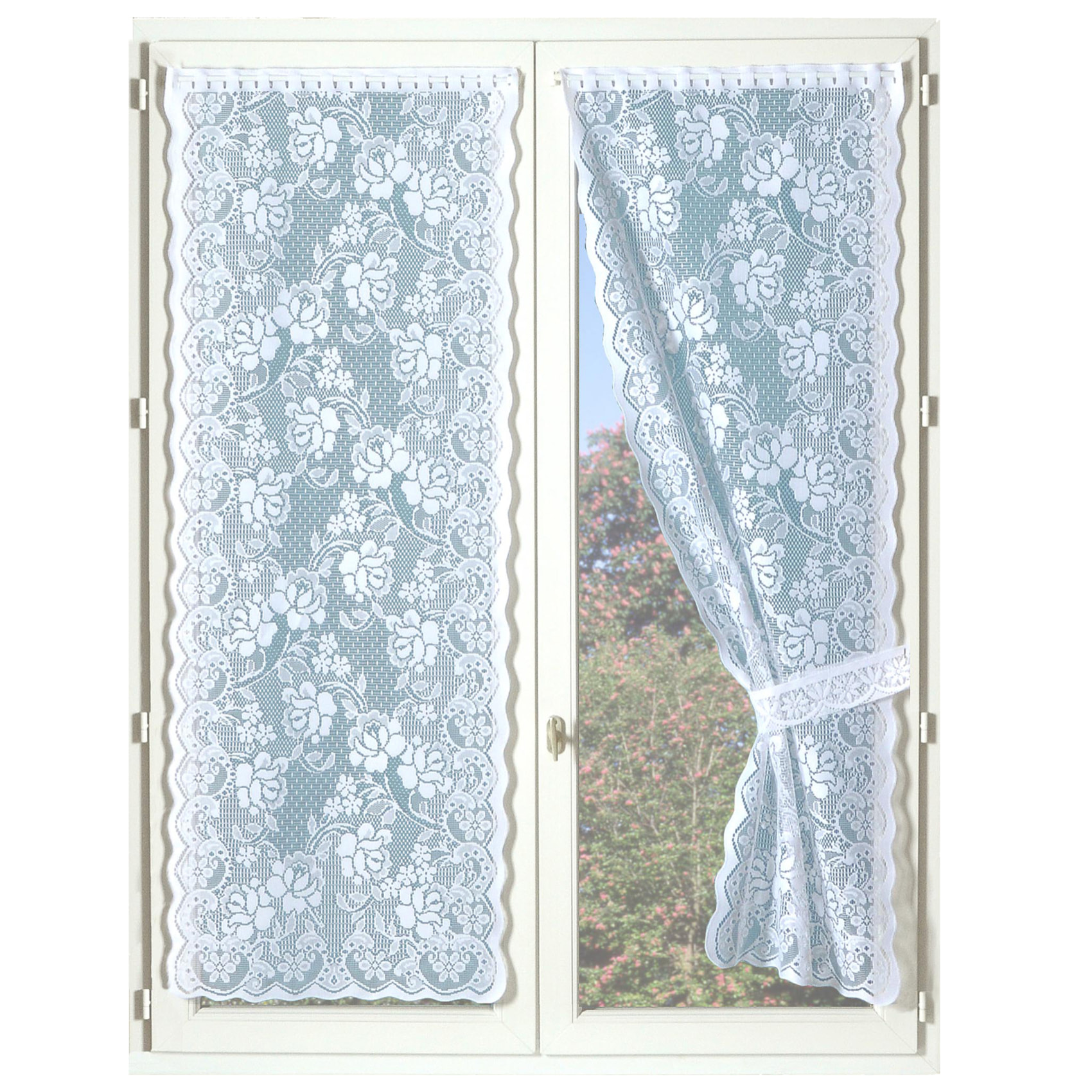 Paire de Rideaux 'Bonne-Femme' à Dentelle - Blanc