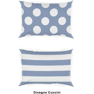 Completo Lenzuola POIS AZZURRO 100% Cotone e Made in Italy a pallini retrò