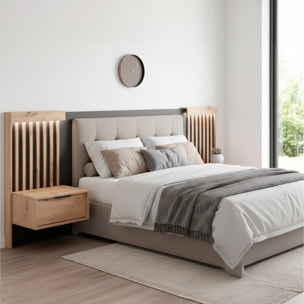 Set 2 Comodini Moderni Con Cassetto Comodino Camera Da Letto Design Salvaspazio In Laminato Resistente Florina 50 x 39,6 x 104 cm Rovere e Antracite