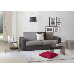 Divano Letto Alena, Divano a 2 posti, 100% Made in Italy, Sofà Soggiorno con apertura girevole, in tessuto imbottito, con Braccioli slim, Cm 160x95h90, Grigio e Antracite