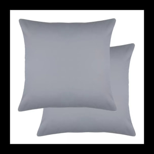 Lot de 2 taies satin de coton uni gris Ava uni souris