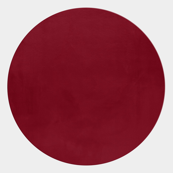 BARROW - Tapis rond en fausse fourrure doux uni Rouge