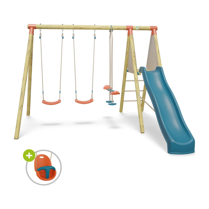 Balançoire en bois 2,30 m Topwood OLVI 2 - 6 enfants