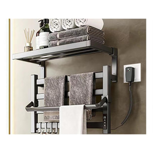 Sèche-serviettes électrique avec étagère gris anthracite 55W