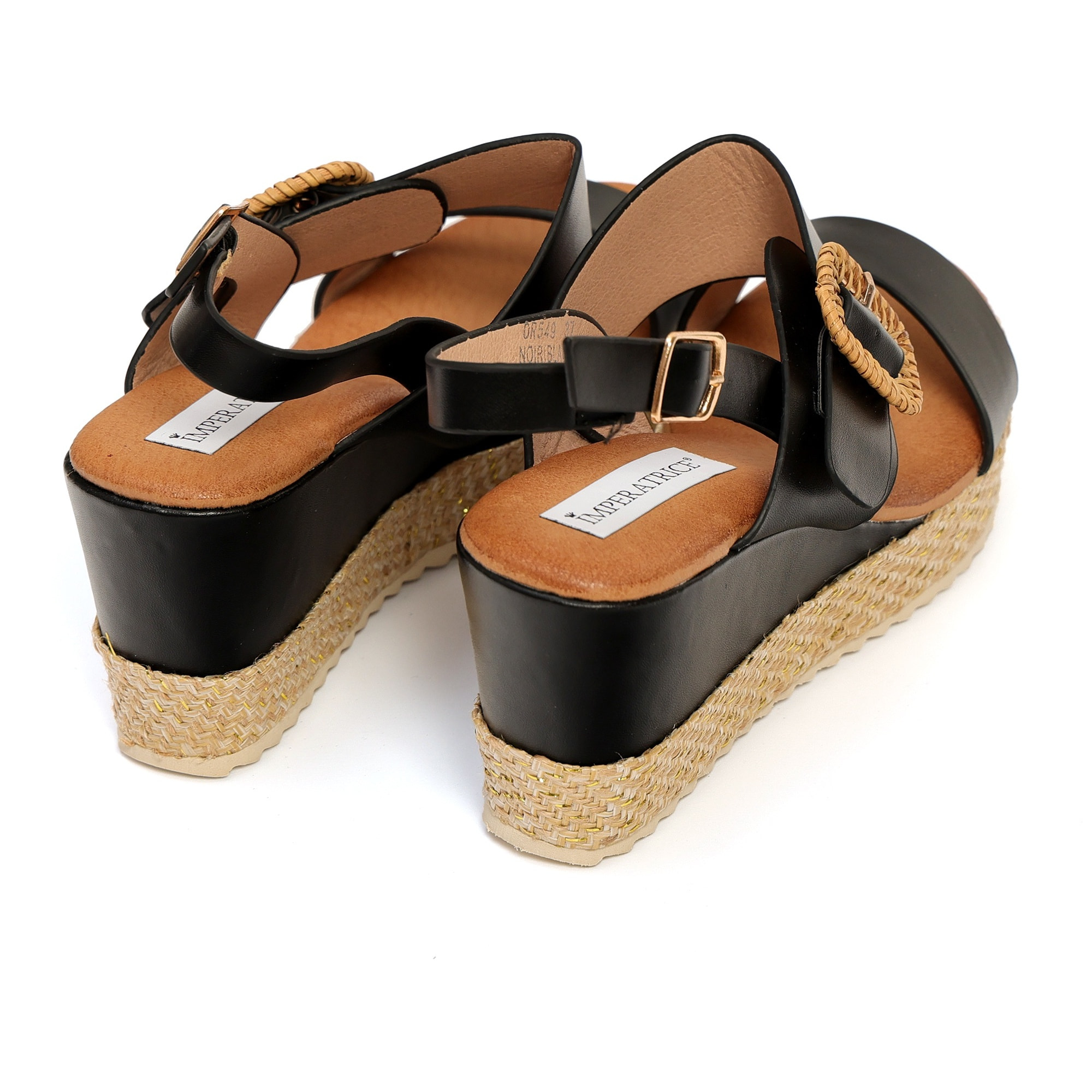 Sandali in simil pelle con zeppa