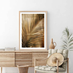 Affiche déco golden palm Affiche + cadre en bois - Chêne