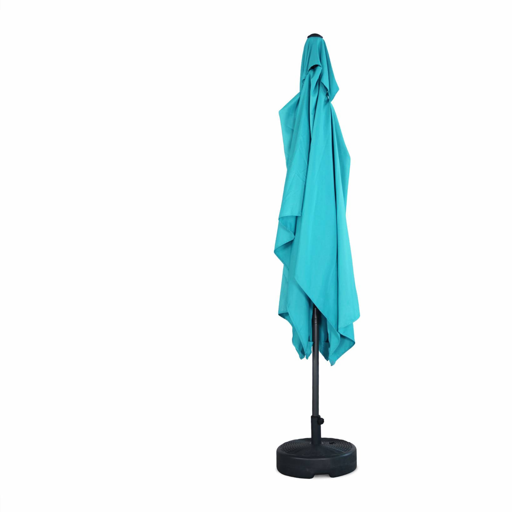 Parasol droit rectangulaire 2x3m - Touquet Turquoise - mât central en aluminium orientable et manivelle d'ouverture