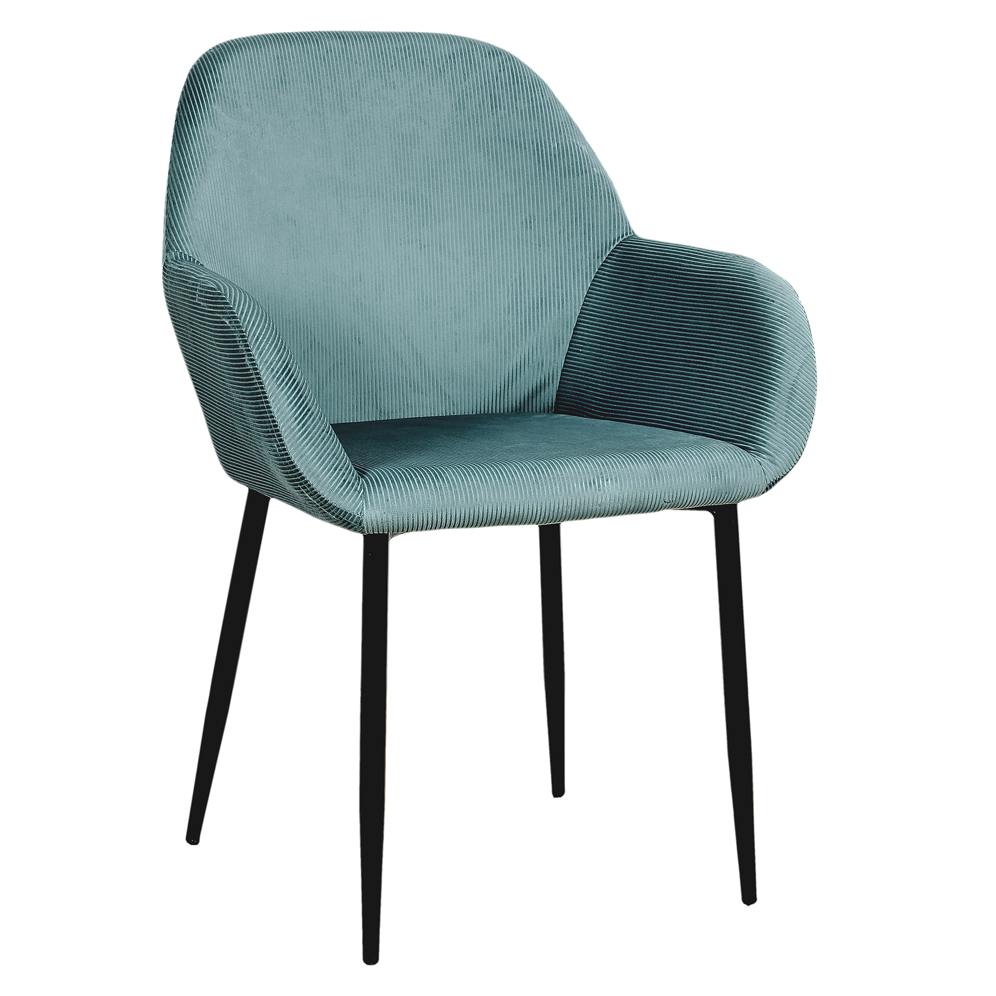 Fauteuil Giulia Bleu Canard Velours Cotele - Lot De 2