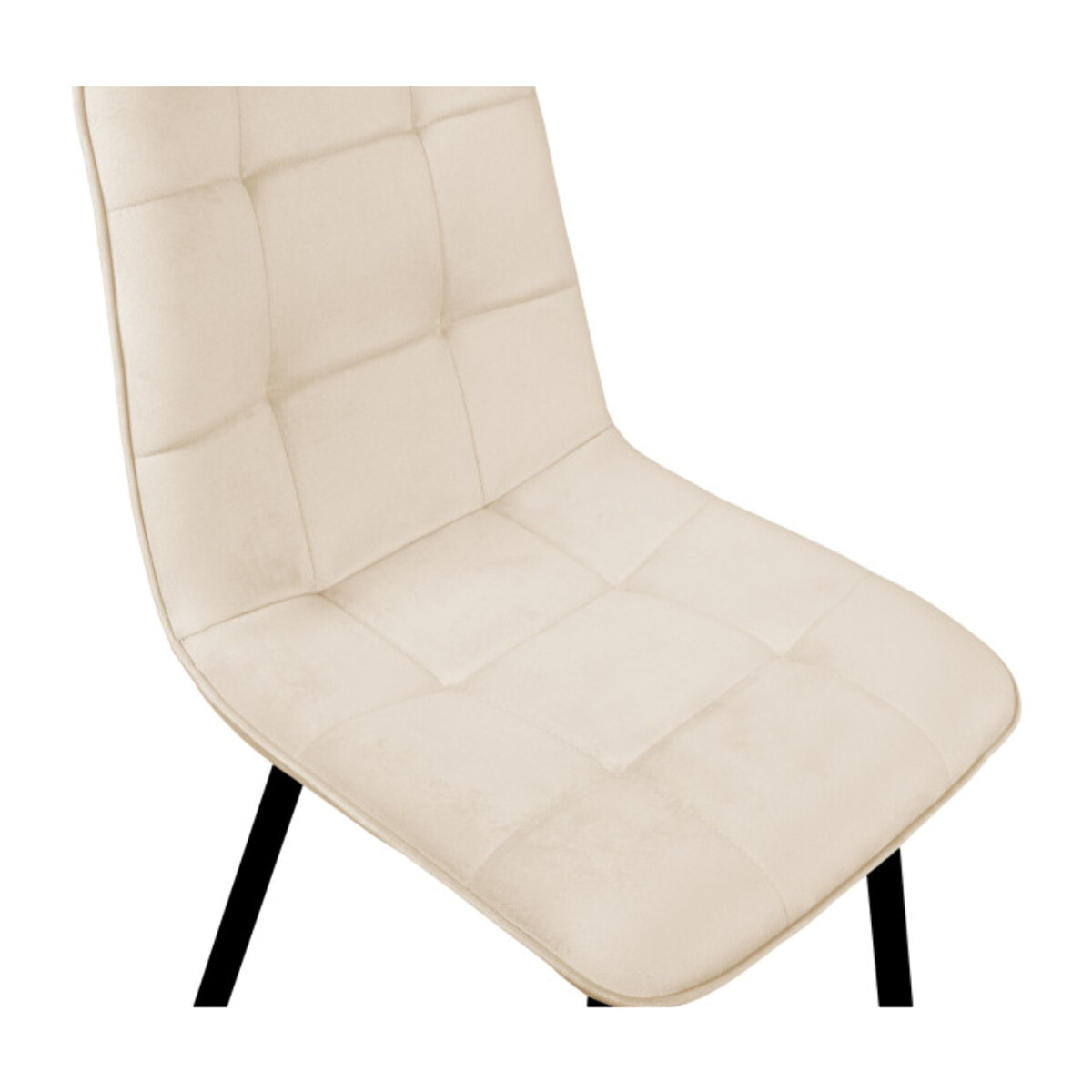 Chaises Linda en velours et pieds métal noirs - Crème