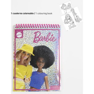 Conjunto De Papelería Coloreable Barbie 30.0 X 30.0 X 2.5 Cm