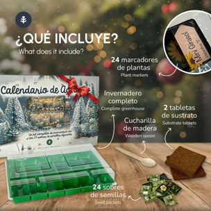 Calendario de Adviento Navideño con semillas y mini invernadero Planeta Huerto