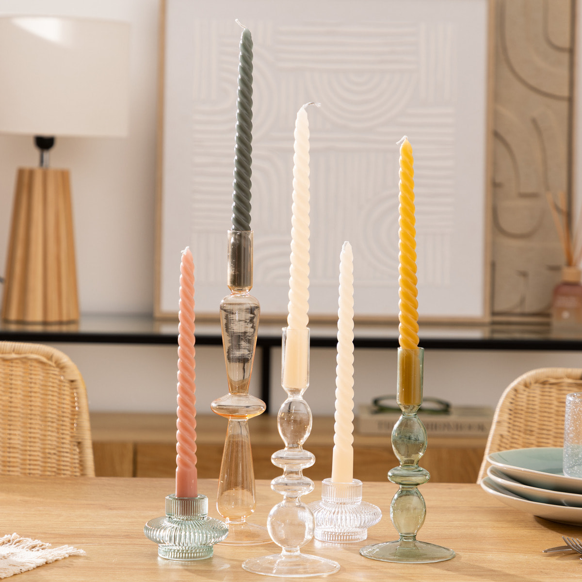 4 bougie-bâtons "Twist many" ivoire 180g