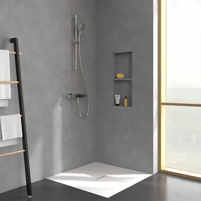 Mitigeur douche thermostatique VILLEROY ET BOCH Universal rectangle + Ensemble de douche Verve Showers 3 jets