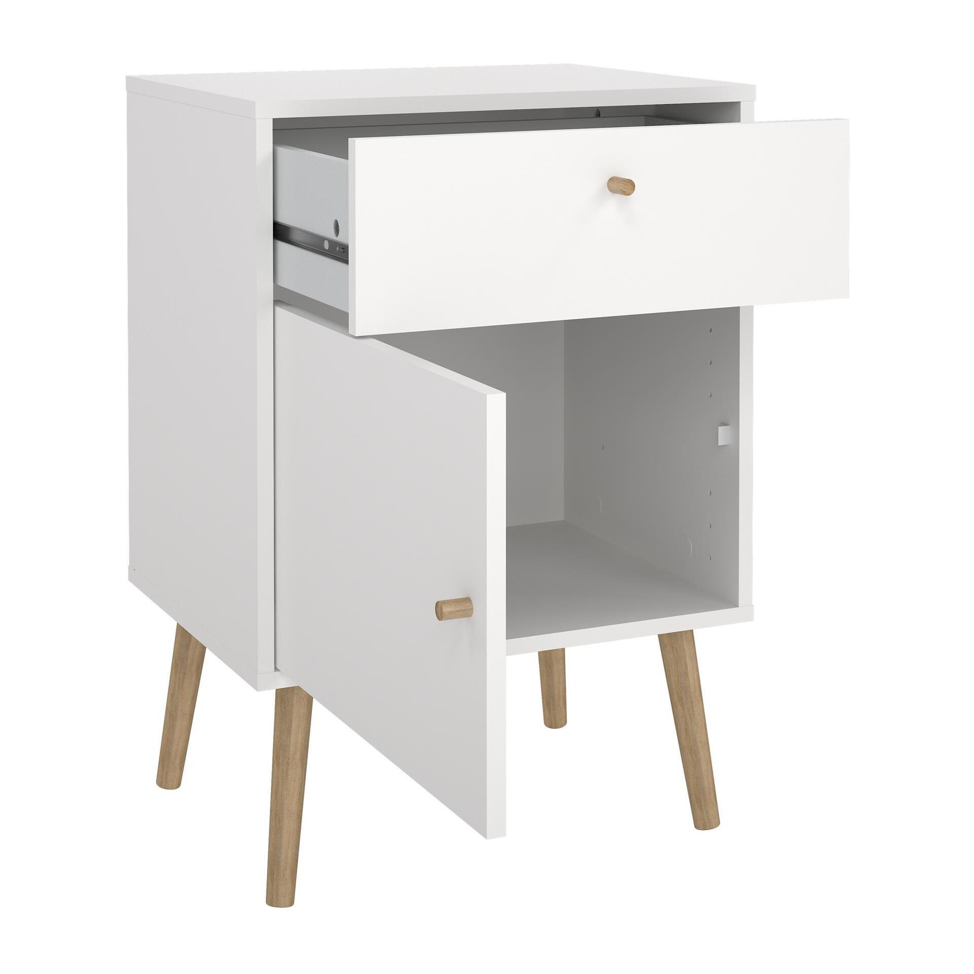 Mesita de Noche "Guadiana" - 1 Cajón y 1 Puerta - Blanco