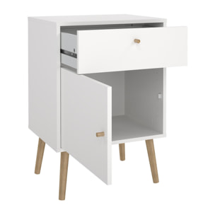 Mesita de Noche "Guadiana" - 1 Cajón y 1 Puerta - Blanco