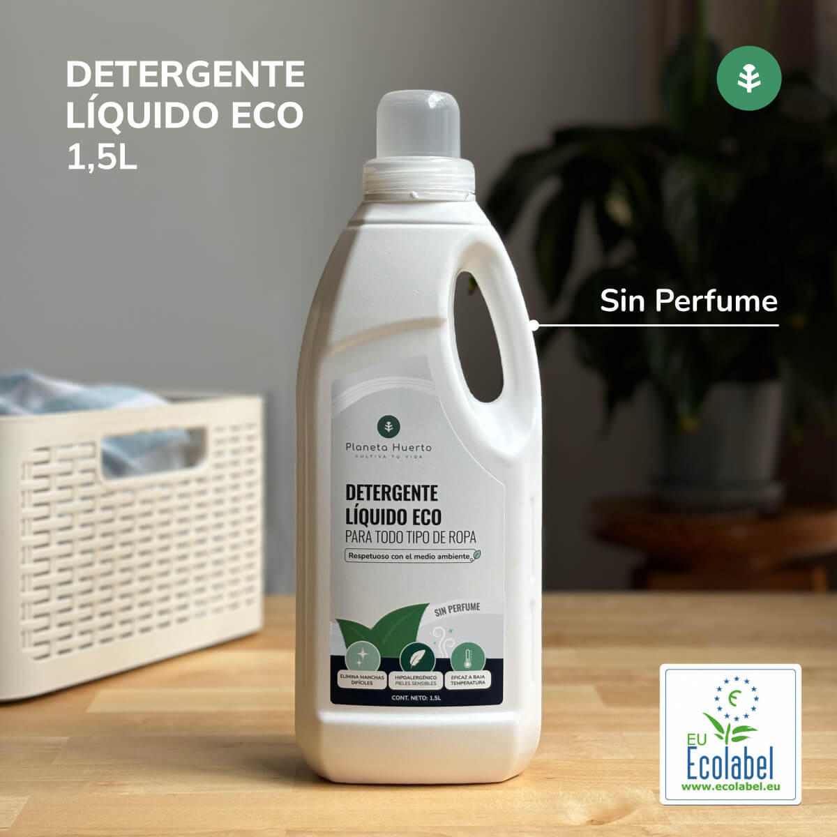 PLANETA HUERTO Pack 6x Detergente Líquido Ropa ECO Sin Perfume 1,5 L – Fórmula Natural y Respetuosa con la Piel
