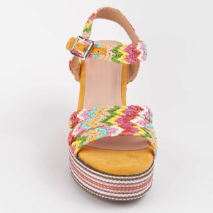 Sandalia De Cuña - Multicolor - Altura: 12 Cm