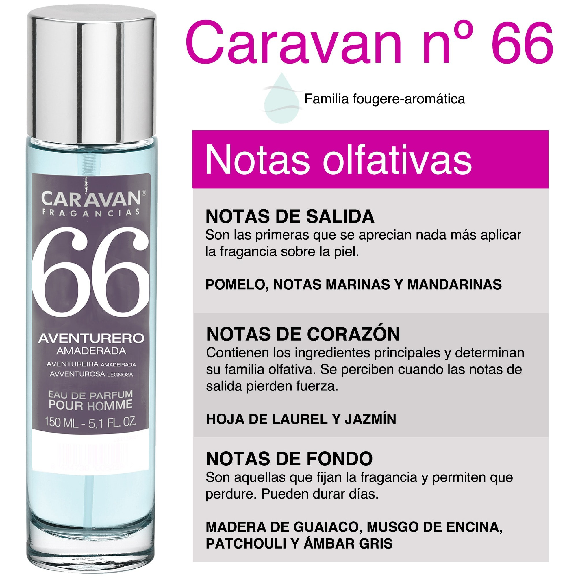 Caravan fragancias perfume de hombre nº66, de 150 ml