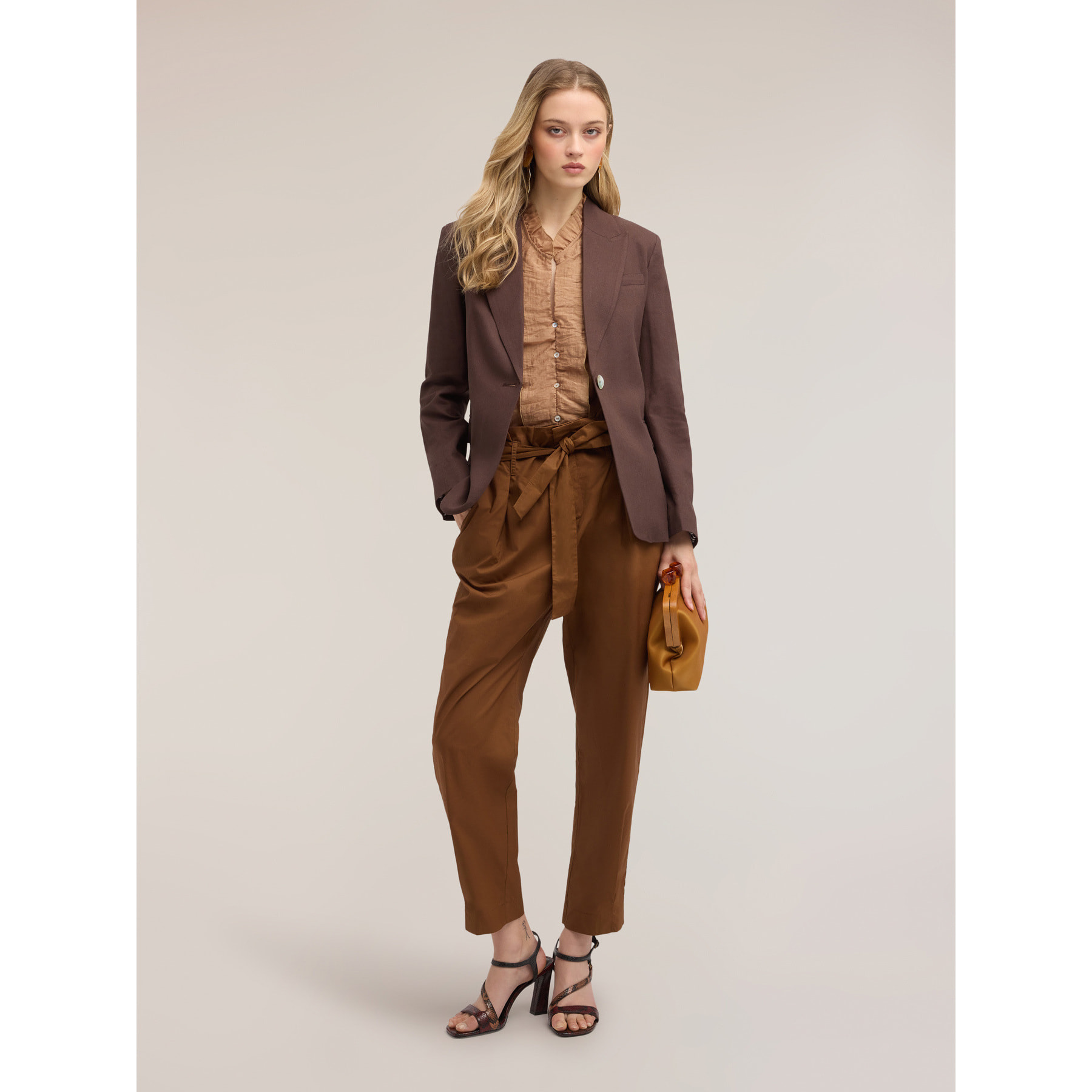 Motivi - Blazer in misto lino - Marrone